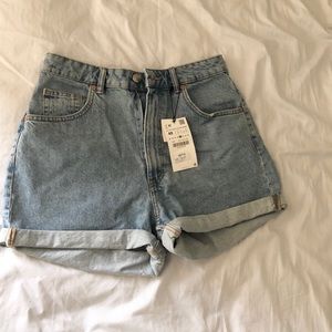 Zara Denim Mom Shorts - Light Blue
